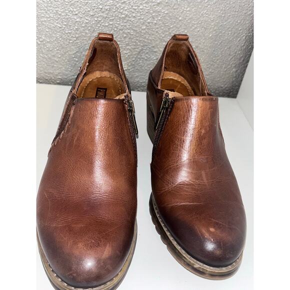 Pikolinos Baqueira Cognac Leather Ankle Booties 36 5.5–6 Stacked Heel Zip Casual - Picture 6 of 11